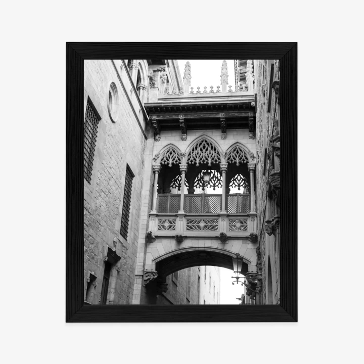 Plakat Czarno Biała Dzielnica Gotycka W Barcelonie