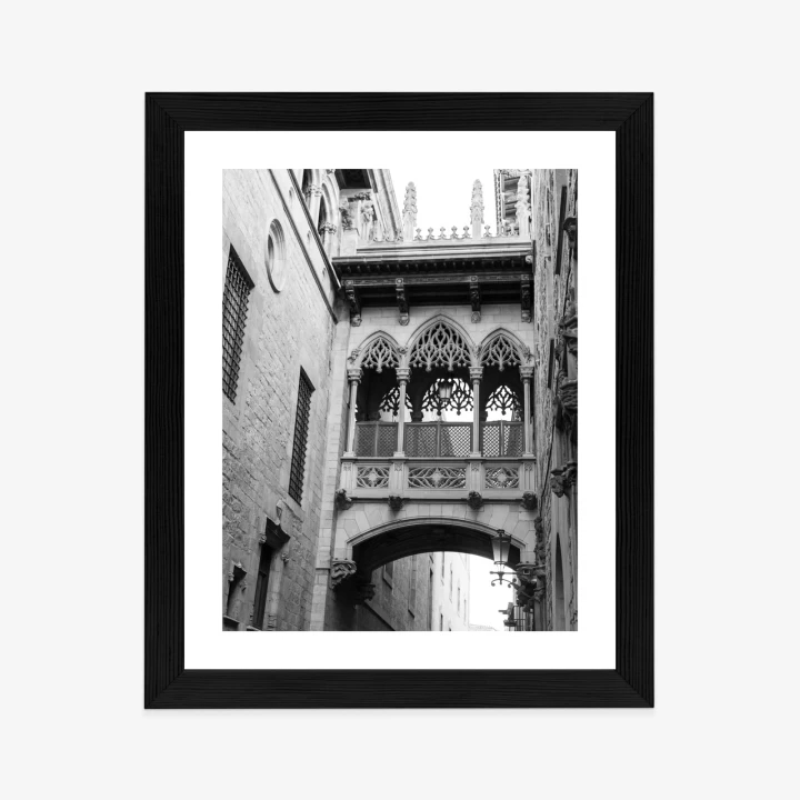 Plakat Czarno Biała Dzielnica Gotycka W Barcelonie