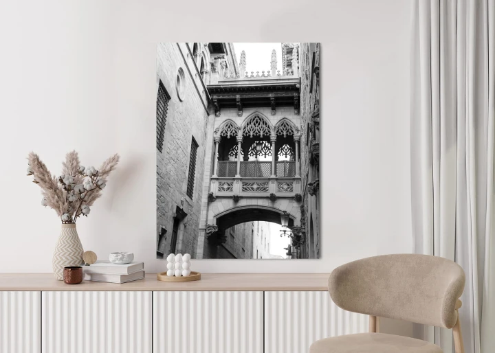 Plakat Czarno Biała Dzielnica Gotycka W Barcelonie