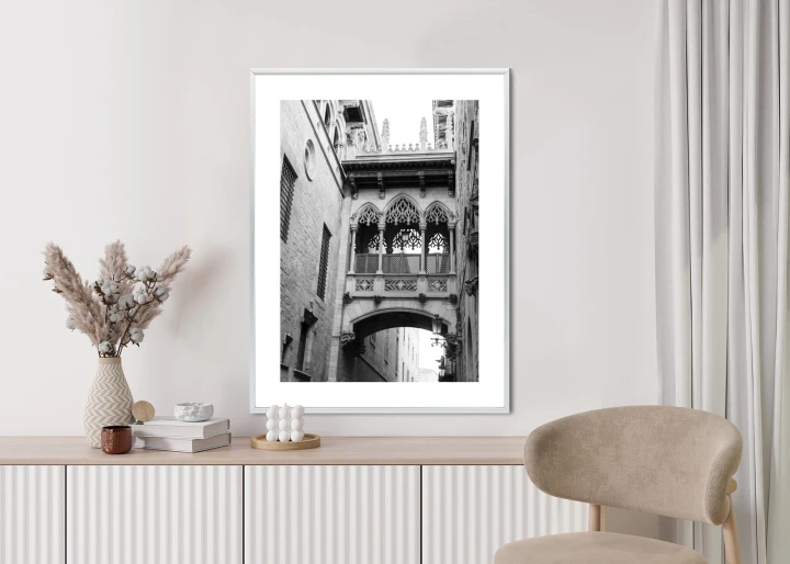 Plakat Czarno Biała Dzielnica Gotycka W Barcelonie