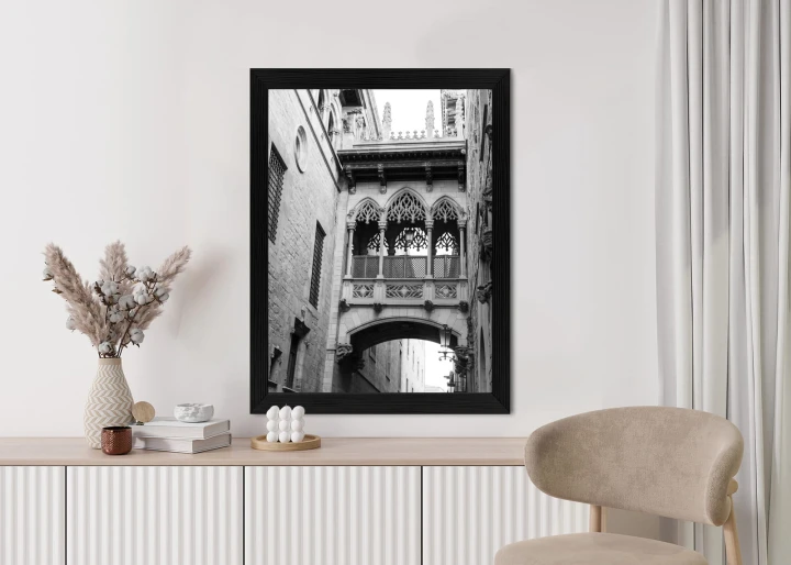 Plakat Czarno Biała Dzielnica Gotycka W Barcelonie