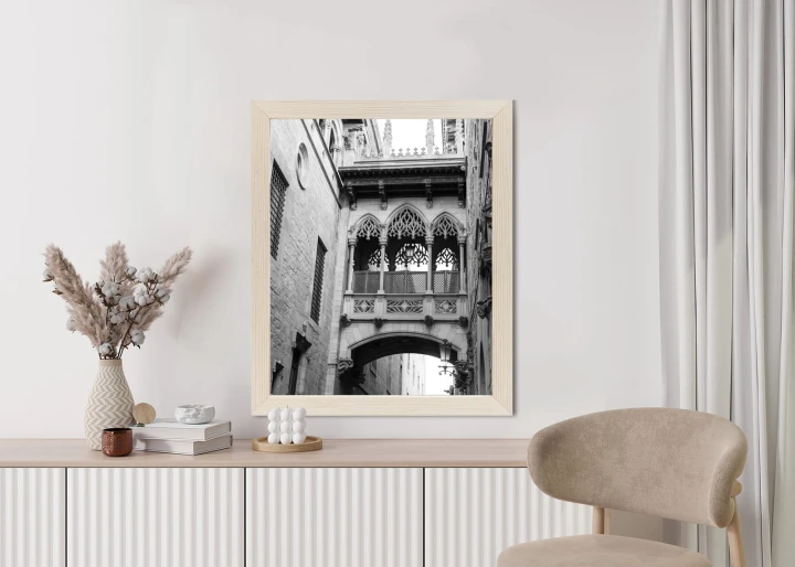 Plakat Czarno Biała Dzielnica Gotycka W Barcelonie