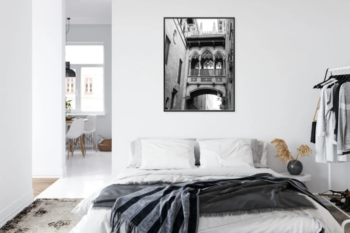 Plakat Czarno Biała Dzielnica Gotycka W Barcelonie