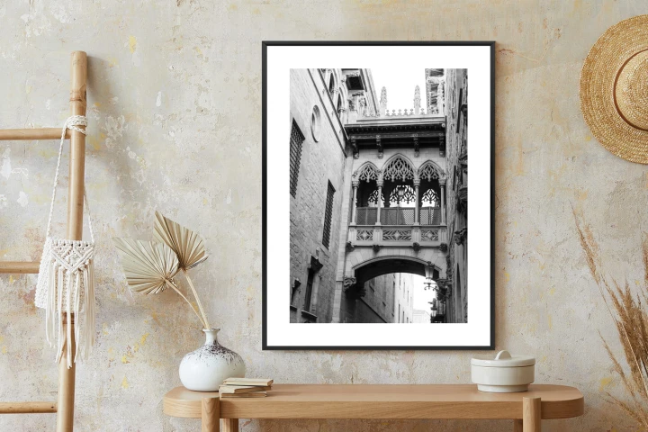 Plakat Czarno Biała Dzielnica Gotycka W Barcelonie