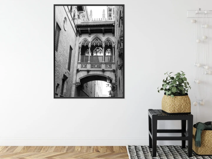 Plakat Czarno Biała Dzielnica Gotycka W Barcelonie
