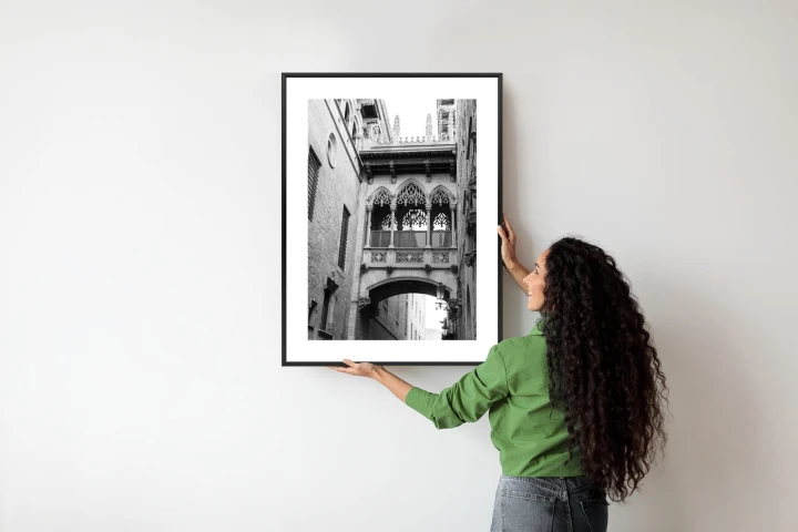 Plakat Czarno Biała Dzielnica Gotycka W Barcelonie