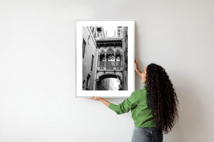 Plakat Czarno Biała Dzielnica Gotycka W Barcelonie