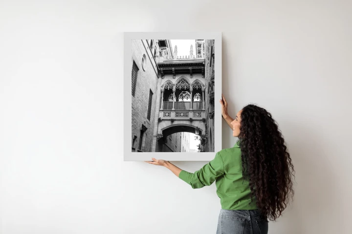 Plakat Czarno Biała Dzielnica Gotycka W Barcelonie