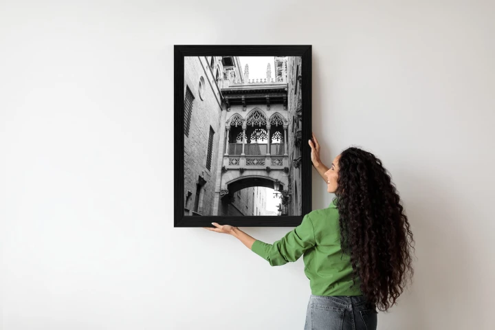 Plakat Czarno Biała Dzielnica Gotycka W Barcelonie