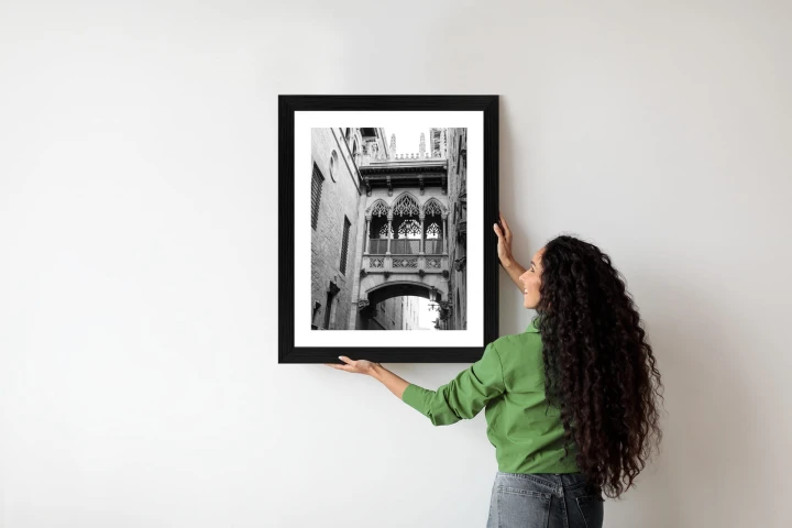 Plakat Czarno Biała Dzielnica Gotycka W Barcelonie