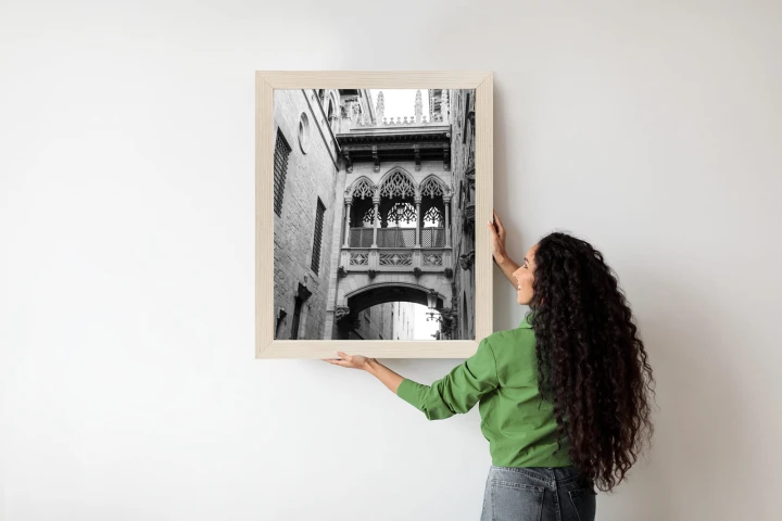 Plakat Czarno Biała Dzielnica Gotycka W Barcelonie