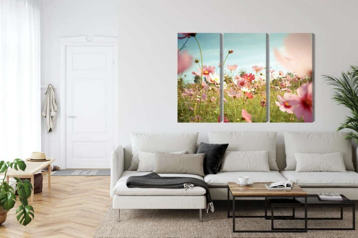 Obraz Wieloczęściowy Kwiaty Kosmosu W Ogrodzie