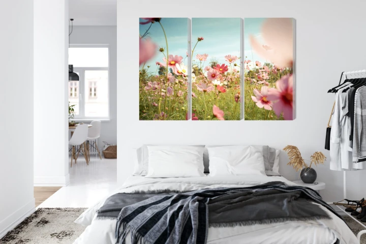 Obraz Wieloczęściowy Kwiaty Kosmosu W Ogrodzie