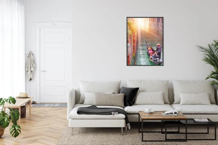 Plakat Gondolier Wenecki Na Zielonych Wodach Kanału