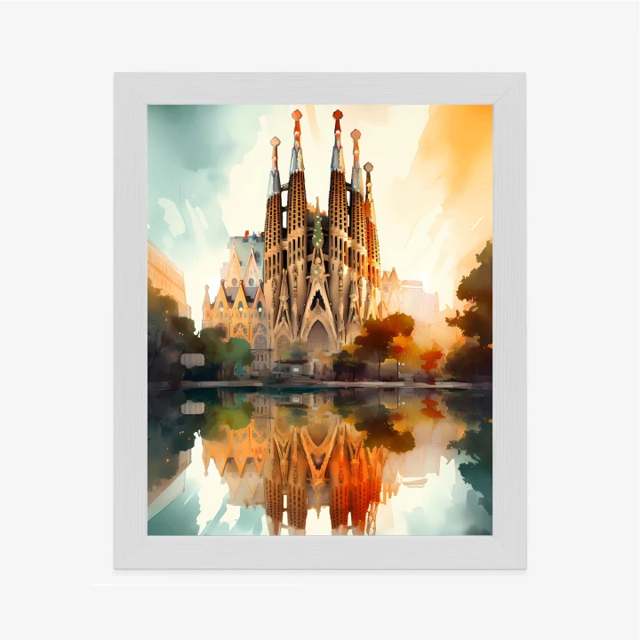 Plakat Kościół Sagrada Familia Malowany Akwarelą