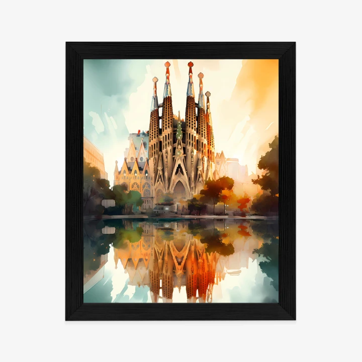 Plakat Kościół Sagrada Familia Malowany Akwarelą