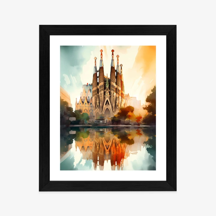 Plakat Kościół Sagrada Familia Malowany Akwarelą