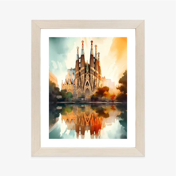 Plakat Kościół Sagrada Familia Malowany Akwarelą