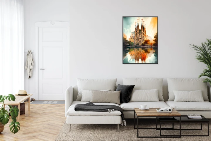Plakat Kościół Sagrada Familia Malowany Akwarelą