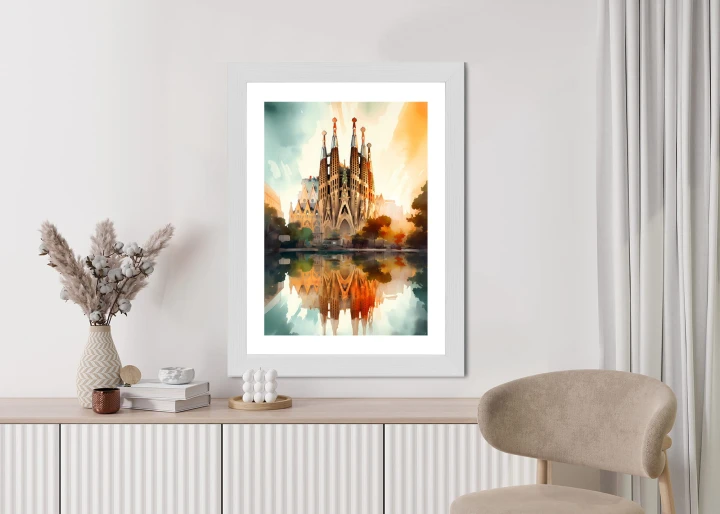 Plakat Kościół Sagrada Familia Malowany Akwarelą