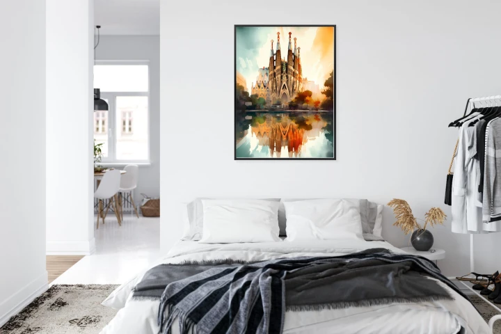 Plakat Kościół Sagrada Familia Malowany Akwarelą