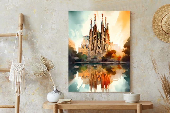 Plakat Kościół Sagrada Familia Malowany Akwarelą