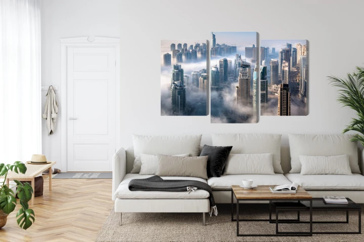 Obraz Wieloczęściowy Panorama Miasta Dubaj We Mgle