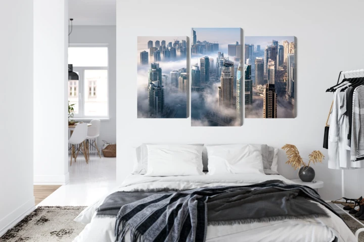 Obraz Wieloczęściowy Panorama Miasta Dubaj We Mgle