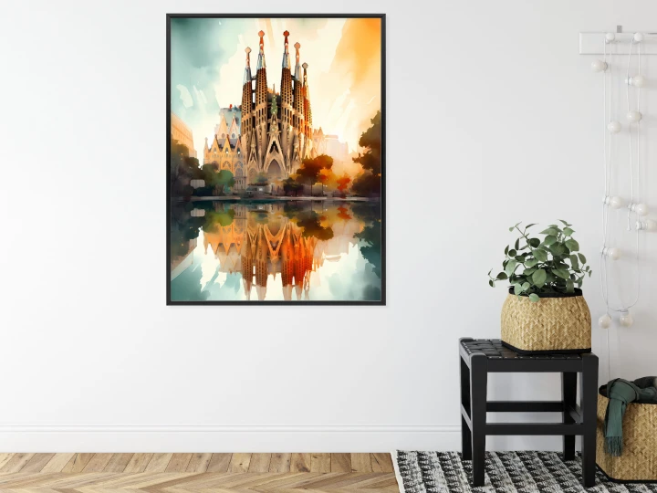 Plakat Kościół Sagrada Familia Malowany Akwarelą