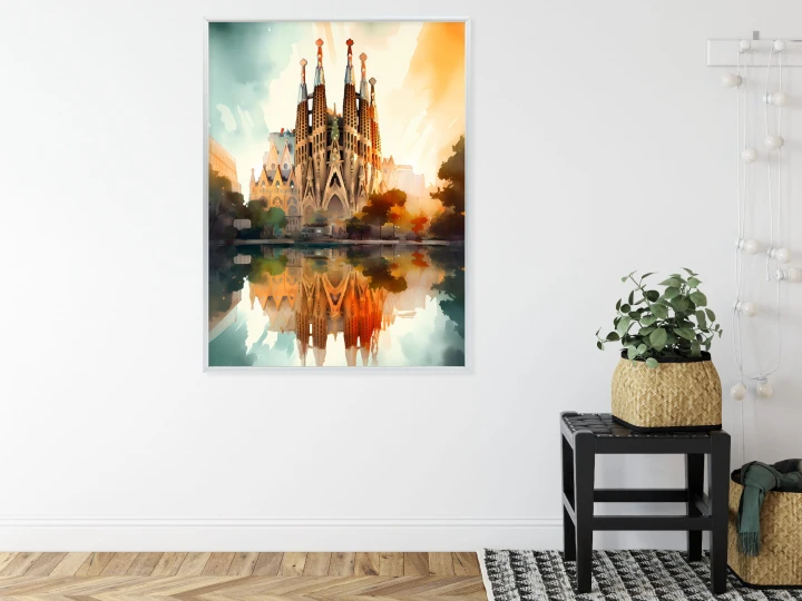 Plakat Kościół Sagrada Familia Malowany Akwarelą