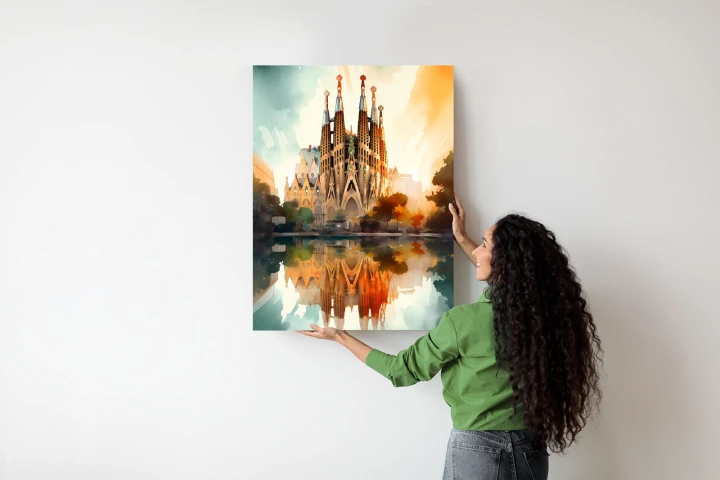 Plakat Kościół Sagrada Familia Malowany Akwarelą