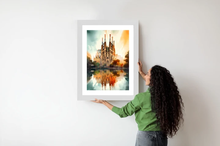 Plakat Kościół Sagrada Familia Malowany Akwarelą