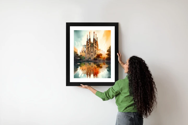 Plakat Kościół Sagrada Familia Malowany Akwarelą