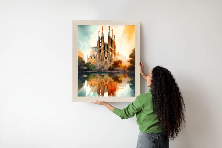 Plakat Kościół Sagrada Familia Malowany Akwarelą