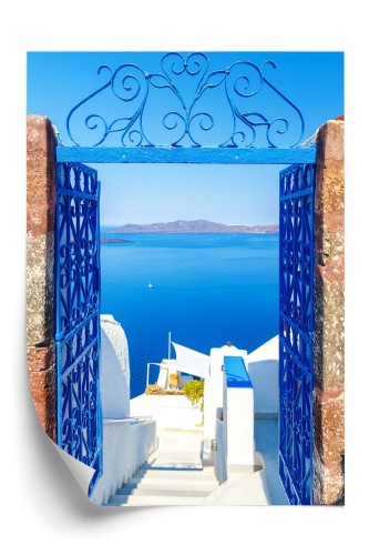 Plakat Widok Na Błękitne Morze Malownicze Santorini