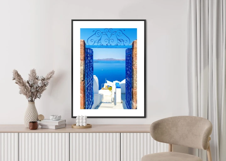 Plakat Widok Na Błękitne Morze Malownicze Santorini