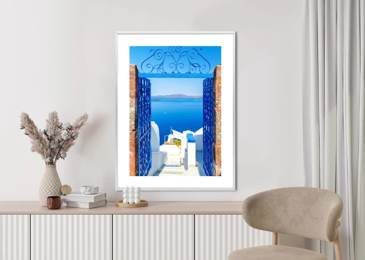 Plakat Widok Na Błękitne Morze Malownicze Santorini
