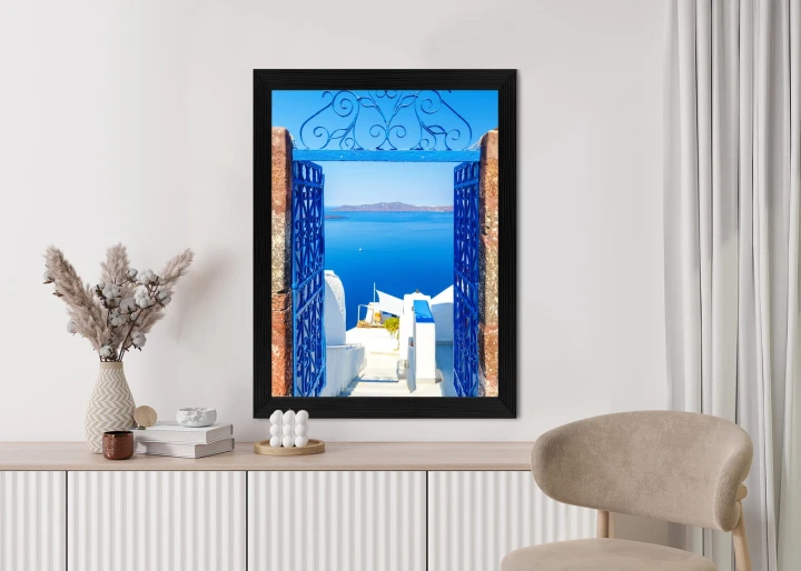 Plakat Widok Na Błękitne Morze Malownicze Santorini