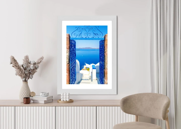 Plakat Widok Na Błękitne Morze Malownicze Santorini