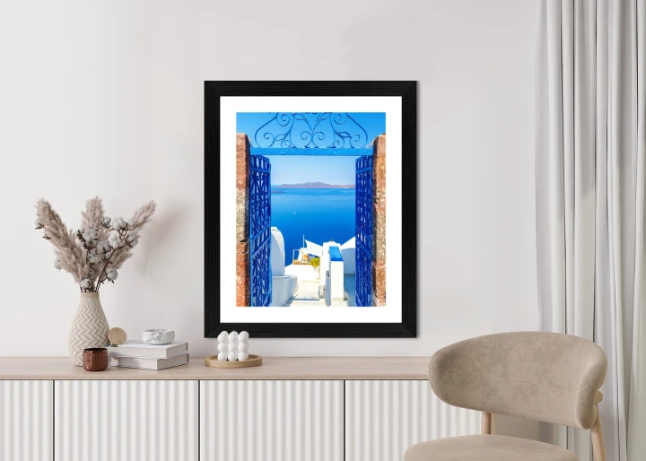 Plakat Widok Na Błękitne Morze Malownicze Santorini