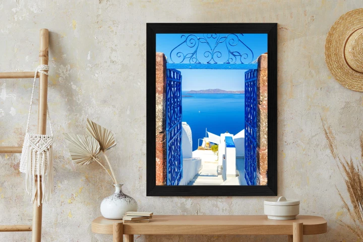 Plakat Widok Na Błękitne Morze Malownicze Santorini