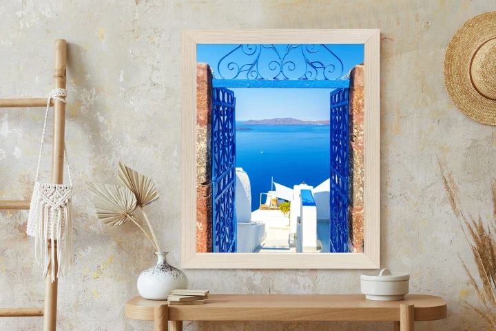 Plakat Widok Na Błękitne Morze Malownicze Santorini