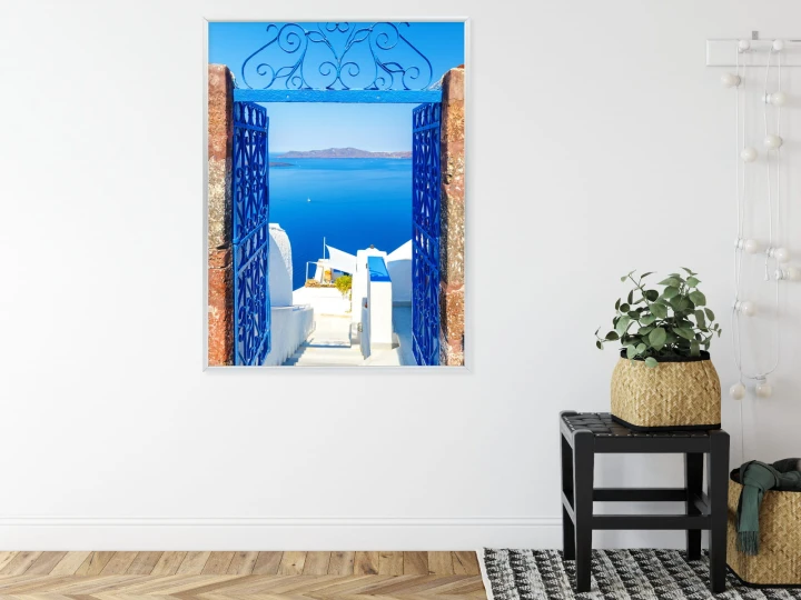 Plakat Widok Na Błękitne Morze Malownicze Santorini