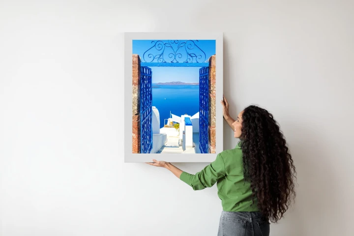 Plakat Widok Na Błękitne Morze Malownicze Santorini