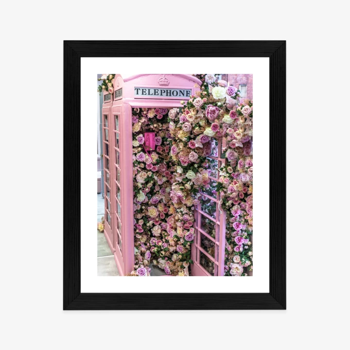 Plakat Kolorowe Kwiaty W Różowej Budce Telefonicznej