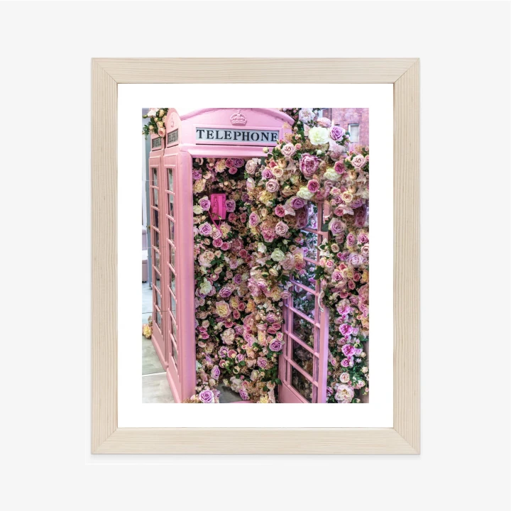 Plakat Kolorowe Kwiaty W Różowej Budce Telefonicznej