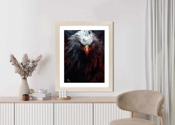 Plakat Orzeł Z Czerwonymi I Czarnymi Piórami Z Groźnym Spojrzeniem