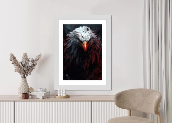 Plakat Orzeł Z Czerwonymi I Czarnymi Piórami Z Groźnym Spojrzeniem