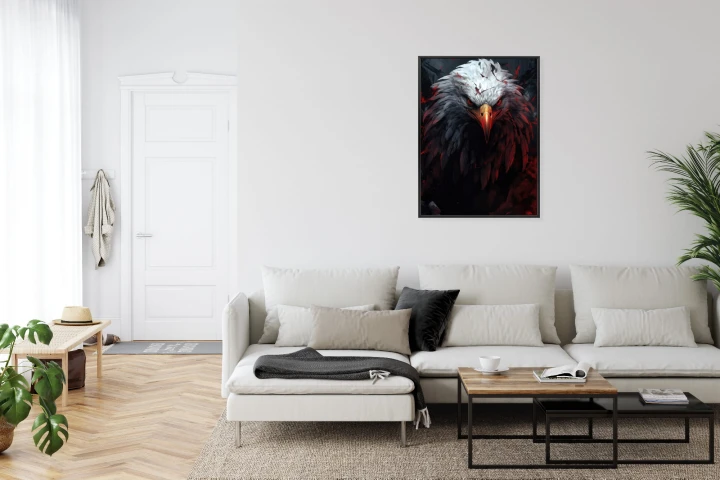Plakat Orzeł Z Czerwonymi I Czarnymi Piórami Z Groźnym Spojrzeniem
