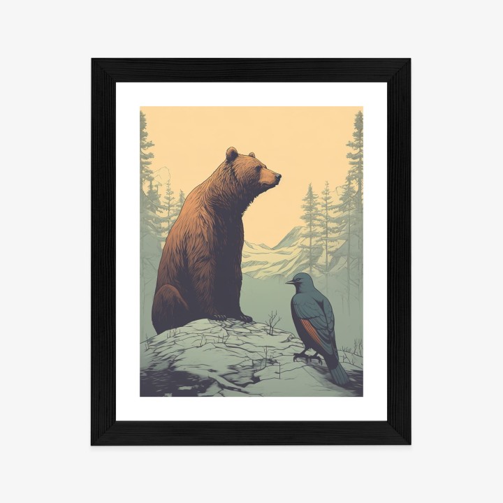 Plakat Niedźwiedź Brunatny Na Tle Śnieżnych Wzgórz
